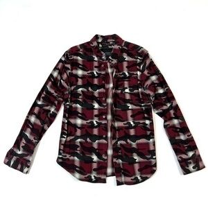 Anthony Davis x Saks Fifth Avenue burgundy pink & black plaid shirt shacket Sz L